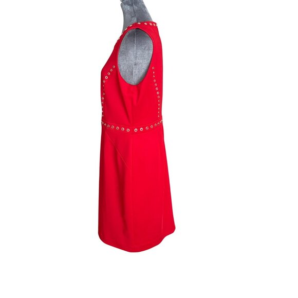 Karl Lagerfeld Paris Red Sleeveless Sheath Dress With Gold Grommet Details Size - Picture 3 of 6